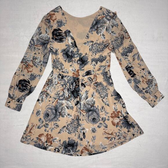 NWT Ali & Jay Merci Tan Floral Ruffle Dress - Picture 3 of 8